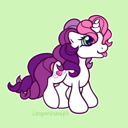 Size: 1200x1200 | Tagged: safe, artist:leopardsnaps, imported from derpibooru, sweetie belle (g3), pony, unicorn, g3, g3.5, multicolored hair, simple background, smiling, solo, style emulation, tongue out