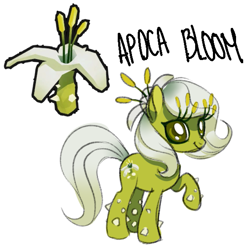 Size: 843x828 | Tagged: safe, artist:wtfponytime, imported from derpibooru, oc, oc only, oc:apoca bloom, alien, alien pony, earth pony, pony, apoca bloom, crossover, cute, deep rock galactic, female, flower, flower in hair, looking at you, mare, ponified, simple background, solo, thorn, white background