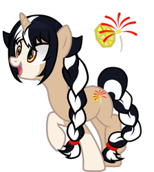 Size: 2508x2800 | Tagged: safe, imported from derpibooru, oc, oc only, oc:jahy yazarän, unicorn, braid, braided tail, cutie mark, father:crystal yazarän, horn, mother:milly sweet, ribbon, simple background, solo, tail, transparent background