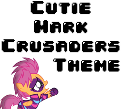 Size: 775x684 | Tagged: safe, artist:polygonical, edit, edited screencap, imported from derpibooru, screencap, scootaloo, pegasus, pony, season 1, the show stoppers, 8-bit, clothes, cutie mark crusaders song, female, filly, foal, g4, game boy, not a vector, outstretched hoof, show stopper outfits, simple background, singing, solo, song cover, white background