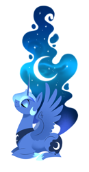 Size: 1340x2580 | Tagged: safe, artist:28gooddays, imported from derpibooru, princess luna, alicorn, pony, crescent moon, ethereal mane, g4, lying down, moon, prone, simple background, solo, starry mane, white background