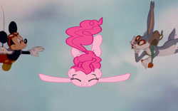 Size: 828x517 | Tagged: safe, artist:disneyponyfan, imported from derpibooru, pinkie pie, pony, bugs bunny, female, male, mickey mouse, skydiving, who framed roger rabbit