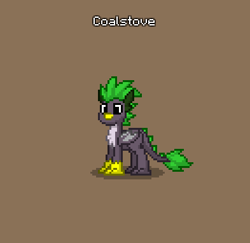 Size: 393x382 | Tagged: safe, imported from derpibooru, oc, oc only, oc:coalstove, dragon, dragriff, griffon, hybrid, pony, pony town, brown background, do not steal, hybrid oc, interspecies offspring, offspring, original character do not steal, parent:gabby, parent:spike, parents:spabby, simple background, wings