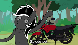 Size: 1211x700 | Tagged: safe, artist:alexito_b7, imported from derpibooru, oc, unicorn, dancing, meme, motorcycle