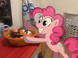 Size: 828x621 | Tagged: safe, artist:mlptmntfan2000, imported from derpibooru, pinkie pie, earth pony, pony, bowl, candy, female, food, irl, photo, solo