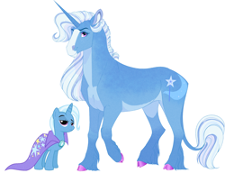 Size: 1900x1460 | Tagged: safe, artist:neighbaby, imported from derpibooru, trixie, classical unicorn, pony, unicorn, alternate design, blaze (coat marking), cloven hooves, coat markings, colored hooves, facial markings, female, g4, hoers, horn, leonine tail, mare, pale belly, simple background, solo, tail, unshorn fetlocks, white background