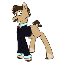 Size: 900x900 | Tagged: safe, artist:fuckomcfuck, imported from derpibooru, oc, oc:mr. business, earth pony, pony, bags under eyes, clothes, facial hair, moustache, simple background, solo, suit, transparent background