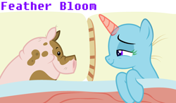 Size: 2858x1673 | Tagged: safe, artist:feather_bloom, imported from derpibooru, pig, pony, base, bed, blanket, detailed background, free to use, ms paint, mud, pillow, sleepy, solo
