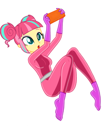 Size: 1863x2250 | Tagged: safe, artist:yaya54320bases, imported from derpibooru, sour sweet, human, equestria girls, ass, base used, butt, catsuit, g4, latex, latex suit, looking up, simple background, solo, totally spies, white background