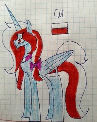 Size: 2934x3671 | Tagged: safe, artist:klykajlo, imported from derpibooru, oc, alicorn, pony, nation ponies, poland, ponified, traditional art