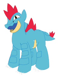 Size: 2774x3631 | Tagged: safe, artist:izzy64, imported from derpibooru, oc, earth pony, feraligatr, pony, earth pony oc, male, pokémon, solo, stallion