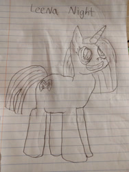 Size: 828x1104 | Tagged: safe, artist:pinkamenafan1243, imported from derpibooru, oc, oc only, oc:leena night, unicorn, controller, cutie mark, lined paper, original character do not steal, ponysona, sketch, solo, traditional art