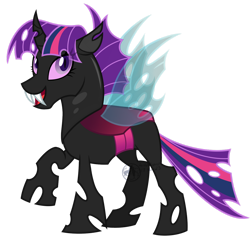 Size: 1280x1211 | Tagged: safe, artist:arcticwindsbases, imported from derpibooru, twilight sparkle, alicorn, changeling, changelingified, female, open mouth, open smile, smiling, solo, species swap, twilight sparkle (alicorn), twilighting, vector