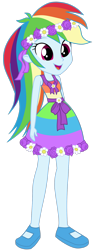 Size: 1280x3456 | Tagged: safe, artist:octosquish7260, imported from derpibooru, rainbow dash, human, equestria girls, clothes, cute, dashabetes, dress, female, flower, flower girl, flower girl dress, flower in hair, humanized, open mouth, open smile, rainbow dash always dresses in style, smiling, solo, solo female, younger