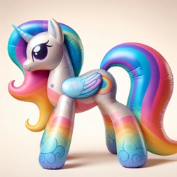 Size: 1024x1024 | Tagged: safe, imported from derpibooru, alicorn, inflatable pony, ai content, ai generated, body markings, coat markings, inflatable