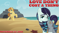 Size: 2063x1160 | Tagged: safe, artist:cheezedoodle96, artist:jhayarr23, imported from derpibooru, coloratura, feather bangs, earth pony, 2023, beach, colorabangs, female, jennifer lopez, lyrics in the description, male, mare, november, ocean, shipping, smiling, song in the description, song reference, stallion, straight, water, youtube link in the description