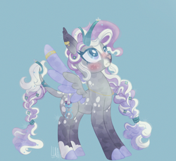 Size: 2064x1900 | Tagged: safe, artist:pegasus004, imported from derpibooru, oc, crystal pony, pegasus, braid, braided tail, colored hooves, flower, flower in hair, solo, tail