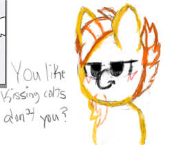 Size: 1282x1080 | Tagged: safe, artist:2tailedderpy, imported from derpibooru, sunburst, pony, unicorn, blushing, boykisser, dialogue, facial hair, facial markings, goatee, hair, hidden horn, looking at you, male, mane, meme, phone drawing, simple background, solo, stallion, text, white background
