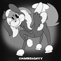 Size: 2000x2000 | Tagged: safe, artist:euspuche, imported from derpibooru, oc, oc:phoenix redtail, pegasus, looking at you, rubber hose style, smiling, text