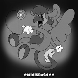 Size: 2000x2000 | Tagged: safe, artist:euspuche, imported from derpibooru, oc, oc:grey, griffon, open mouth, rubber hose style, smiling, text, yo-yo