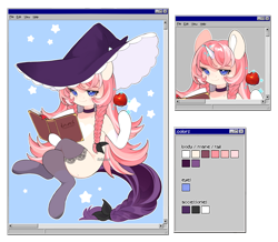 Size: 1884x1644 | Tagged: safe, artist:aniimoni, imported from derpibooru, oc, oc only, pony, adoptable, hat, solo, witch hat