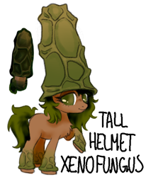 Size: 712x863 | Tagged: safe, artist:wtfponytime, imported from derpibooru, alien, alien pony, mushroom pony, original species, pony, crossover, deep rock galactic, mushroom, ponified, simple background, solo, tall helmet xenofungus, unshorn fetlocks, white background