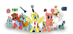 Size: 827x389 | Tagged: safe, artist:kittytime2006, imported from derpibooru, dragon, pony, base used, crossover, dragonified, gary the snail, mr. krabs, patrick star, plankton, ponified, sandy cheeks, simple background, species swap, spongebob squarepants, spongebob squarepants (character), squidward tentacles, white background