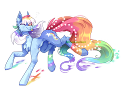 Size: 1920x1447 | Tagged: safe, artist:greenmaneheart, imported from derpibooru, oc, oc only, oc:aquatic paint, earth pony, pony, ;p, butt fluff, cheek fluff, chest fluff, colored hooves, colored tongue, concave belly, ear fluff, female, fluffy, golden eyes, gradient body, hooves, leg fluff, lightly watermarked, long tail, looking at you, mare, not rainbow dash, one eye closed, rainbow tongue, simple background, slim, solo, sternocleidomastoid, tail, thin, tongue out, transparent background, watermark, wink