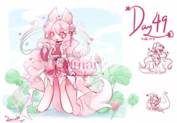 Size: 2048x1423 | Tagged: safe, artist:qamar, imported from derpibooru, oc, oc only, earth pony, pony, semi-anthro, arm hooves, chinese dress, clothes, dress, ear fluff, female, flower, hair accessory, mare, plant, socks, solo