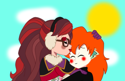 Size: 2011x1293 | Tagged: safe, imported from derpibooru, spike, human, equestria girls, everfree forest, forehead kiss, human spike, humanized, kissing, orange hair, rosabella beauty, ship:rospike