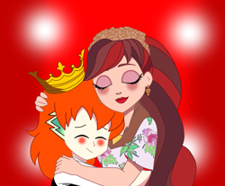 Size: 1753x1449 | Tagged: safe, imported from derpibooru, spike, human, equestria girls, crossover, crossover shipping, ever after high, hug, human spike, humanized, orange hair, rosabella beauty, ship:rospike, shipping