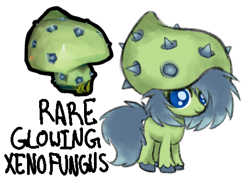 Size: 684x502 | Tagged: safe, artist:wtfponytime, imported from derpibooru, alien, alien pony, mushroom pony, original species, pony, crossover, deep rock galactic, female, filly, foal, mushroom, ponified, rare glowing xenofungus, solo, unshorn fetlocks