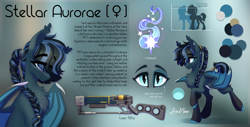 Size: 3163x1604 | Tagged: safe, artist:alrumoon_art, imported from derpibooru, oc, oc only, oc:stellar aurorae, bat pony, pony, fallout equestria, female, high res, laser rifle, reference sheet, shy, weapon, wings