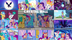 Size: 1962x1103 | Tagged: safe, edit, edited screencap, editor:quoterific, imported from derpibooru, screencap, hitch trailblazer, izzy moonbow, pipp petals, sunny starscout, zipp storm, allura, crystal ball (episode), g5, mane five, misty brightdawn, my little pony: tell your tale, sparky sparkeroni, twitch (g5)