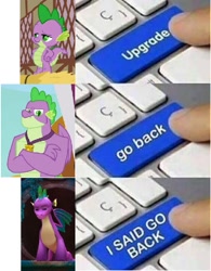 Size: 738x948 | Tagged: safe, edit, edited screencap, imported from derpibooru, screencap, spike, dragon, spoiler:g5, spoiler:my little pony: make your mark, spoiler:my little pony: make your mark chapter 6, g5, gigachad spike, meme, my little pony: a new generation, my little pony: make your mark, my little pony: make your mark chapter 6, older, older spike, spike (g5)