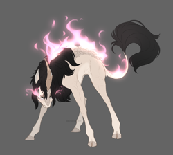 Size: 2340x2100 | Tagged: safe, artist:dementra369, imported from derpibooru, oc, oc:kira baer, kirin, angry, female, fire, kirin-ified, mare, simple background, solo, species swap