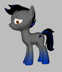 Size: 597x695 | Tagged: safe, artist:techno-babble, imported from derpibooru, oc, oc only, oc:techno babble, earth pony, pony, 3d pony creator, gray background, male, sad, simple background, stallion