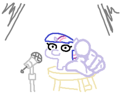 Size: 566x440 | Tagged: safe, artist:jargon scott, imported from derpibooru, twilight sparkle, pony, unicorn, female, filly, filly twilight sparkle, g4, looking at you, microphone, pointing at you, simple background, smiling, smiling at you, solo, squatpony, stool, suddenly hands, twiggie, unicorn twilight, white background, younger