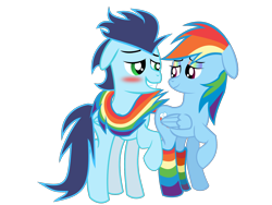 Size: 1600x1200 | Tagged: safe, artist:linormusicbeatpone, imported from ponybooru, rainbow dash, soarin', female, male, mare, shipping, simple background, soarindash, stallion, straight, transparent background