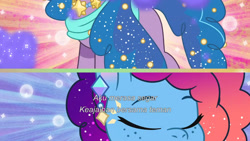 Size: 3072x1727 | Tagged: safe, imported from derpibooru, screencap, izzy moonbow, pony, unicorn, spoiler:g5, spoiler:my little pony: tell your tale, spoiler:tyts01e68, crystal ball (episode), duo, duo female, eyes closed, female, g5, mare, misty brightdawn, my little pony: tell your tale, rebirth misty