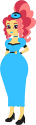 Size: 207x714 | Tagged: safe, artist:sturk-fontaine, imported from derpibooru, oc, oc only, oc:scarlet dawn, human, fanfic:her way with words, equestria girls, base used, beret, big breasts, blue lipstick, breasts, child bearing hips, cleavage, female, hat, latex dress, lipstick, milf, ponytail, simple background, white background, wide hips