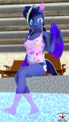 Size: 1080x1920 | Tagged: safe, artist:krasny noctali, oc:krasny noctali, oc:woona sparkle, anthro, 3d, feet, female, swimming pool