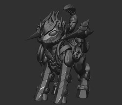 Size: 732x630 | Tagged: safe, artist:sin75, imported from derpibooru, pony, protoss, 3d, 3d model, armor, blade, male, simple background, solo, stallion, starcraft, tail
