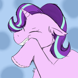 Size: 768x768 | Tagged: safe, artist:djdoublej, imported from derpibooru, starlight glimmer, unicorn, eyes closed, female, g4, laughing, solo