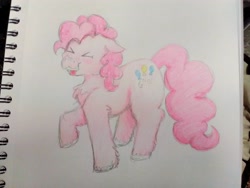 Size: 3264x2448 | Tagged: safe, artist:djdoublej, imported from derpibooru, pinkie pie, earth pony, pony, colored sketch, g4, happy, sketch, sketchbook, solo, tongue out, traditional art