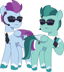 Size: 1194x1347 | Tagged: safe, artist:prixy05, imported from derpibooru, pegasus, pony, duo, duo male and female, female, g5, guardsmare, male, mare, my little pony: tell your tale, necktie, pegasus royal guard, royal guard, security, simple background, stallion, sunglasses, thunder flap, transparent background, vector, zoom zephyrwing