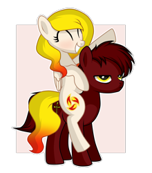 Size: 2105x2395 | Tagged: safe, imported from derpibooru, oc, oc:starfyre, pegasus, pony, eyes closed, grin, riding, riding a pony, show accurate, simple background, smiling, unamused, white background, wingless