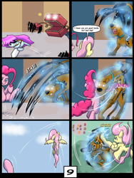 Size: 6000x8000 | Tagged: safe, artist:chedx, imported from derpibooru, fluttershy, pinkie pie, earth pony, pegasus, comic:learning with pibby glitch battles, boxy boo, comic, commission, community related, corrupted, crossover, error, fanfic, fanfic art, g4, glitch, multiverse, pibby, scooby doo, scooby doo (character)