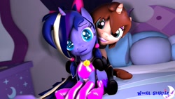 Size: 1920x1080 | Tagged: safe, artist:krasny noctali, oc:chloe adore, oc:woona sparkle, pony, 3d, clothes, duo, duo female, female, latex, latex socks, latex suit, mare, socks
