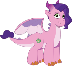 Size: 1591x1466 | Tagged: safe, artist:prixy05, imported from derpibooru, pipp petals, dragon, dragonified, female, g5, my little pony: tell your tale, simple background, solo, species swap, transparent background, vector